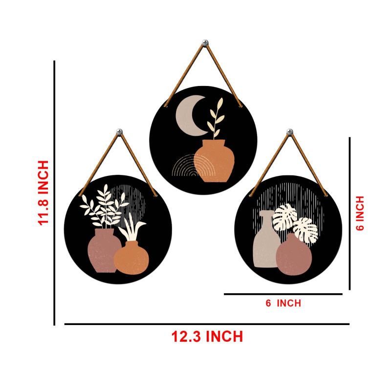 Modern Boho Round Hanging Wall Decor for Living Room, Bedroom, and Office Decor